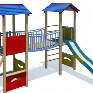 Parque infantil Guadiana con 2 torres, 2 toboganes y juego de trepa
