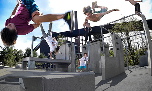 Construcción de skatepark, parkour y slackline